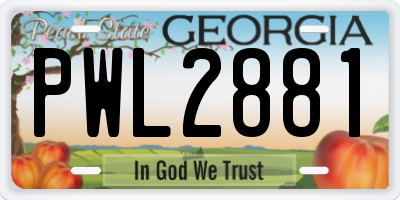 GA license plate PWL2881