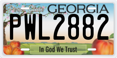 GA license plate PWL2882