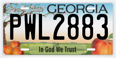 GA license plate PWL2883