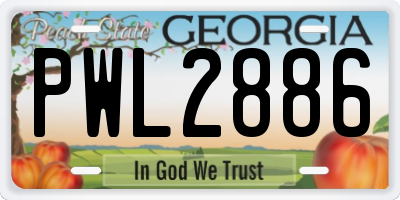 GA license plate PWL2886