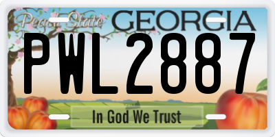 GA license plate PWL2887