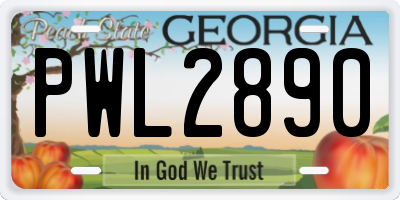 GA license plate PWL2890
