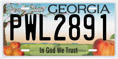 GA license plate PWL2891