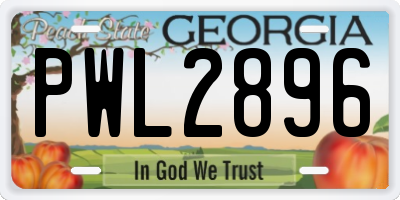 GA license plate PWL2896