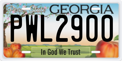 GA license plate PWL2900