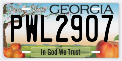 GA license plate PWL2907