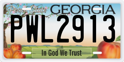 GA license plate PWL2913