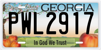 GA license plate PWL2917