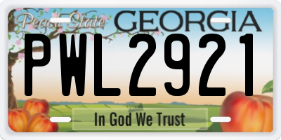 GA license plate PWL2921