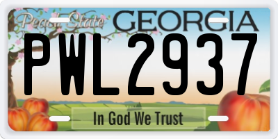 GA license plate PWL2937