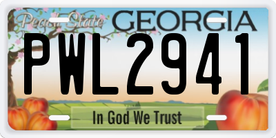 GA license plate PWL2941