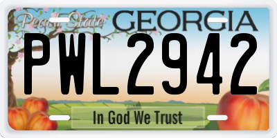 GA license plate PWL2942