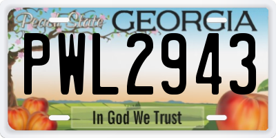 GA license plate PWL2943