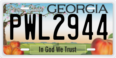 GA license plate PWL2944