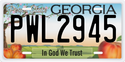 GA license plate PWL2945