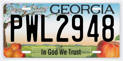 GA license plate PWL2948