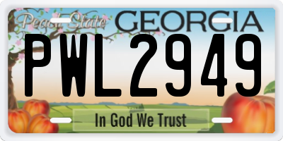 GA license plate PWL2949