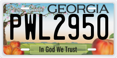 GA license plate PWL2950