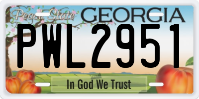 GA license plate PWL2951