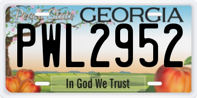 GA license plate PWL2952