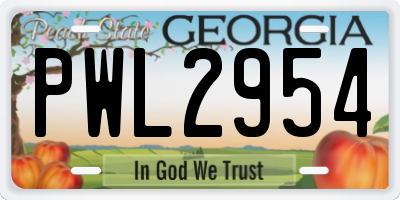 GA license plate PWL2954