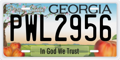 GA license plate PWL2956