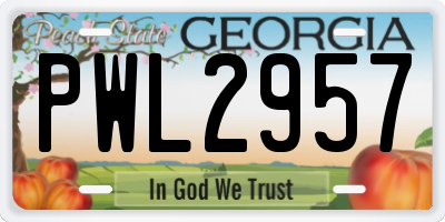 GA license plate PWL2957