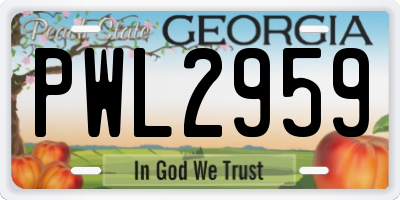 GA license plate PWL2959