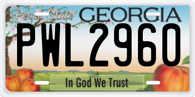 GA license plate PWL2960