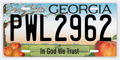 GA license plate PWL2962