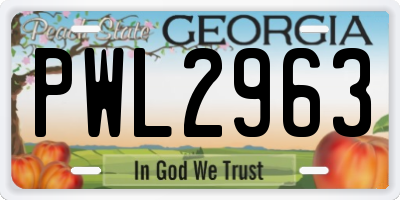 GA license plate PWL2963