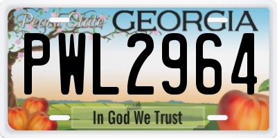 GA license plate PWL2964