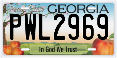 GA license plate PWL2969