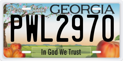 GA license plate PWL2970