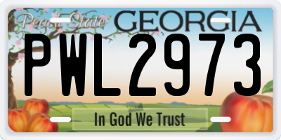 GA license plate PWL2973