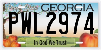 GA license plate PWL2974