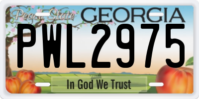 GA license plate PWL2975