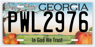 GA license plate PWL2976
