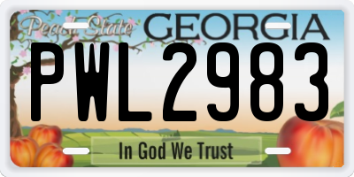 GA license plate PWL2983