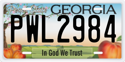 GA license plate PWL2984