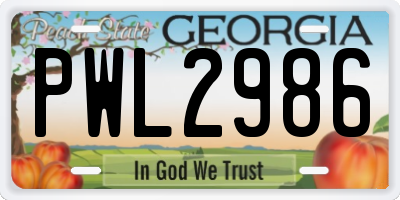 GA license plate PWL2986