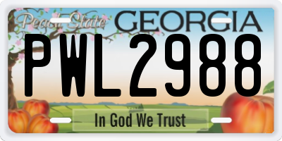 GA license plate PWL2988