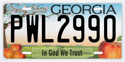 GA license plate PWL2990