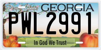 GA license plate PWL2991