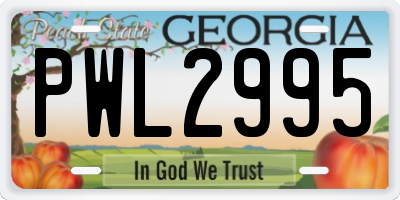 GA license plate PWL2995