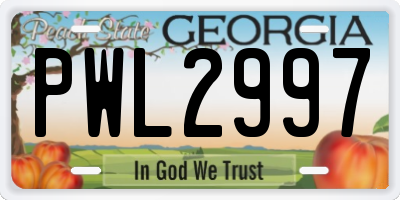 GA license plate PWL2997
