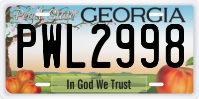 GA license plate PWL2998