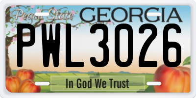 GA license plate PWL3026