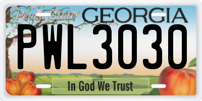 GA license plate PWL3030