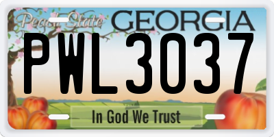 GA license plate PWL3037